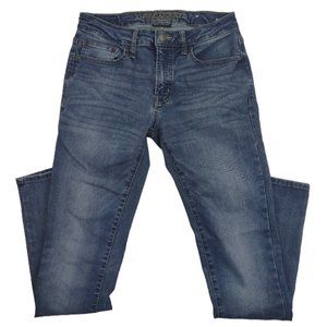 American Eagle Skinny Jeans Stretch/Flex Taper Leg 32' Ins Med Wash Blue Denim